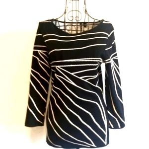 Vintage Y2K Venini Knit Top Abstract Black & White Bodycon